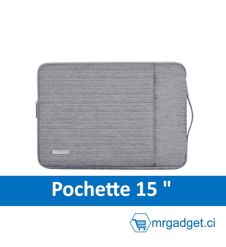 Housse PC  - Pochette de Ordinateur Portable et Mac  imperméable - 15" & 16" Gris