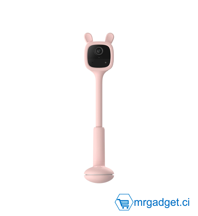 EZVIZ BM1 Babyphone Camera sur Batterie 2000mAh, Camera Bebe avec Détection de Pleurs/Movement de Bébé, Lecture Automatique de Musique Apaisante, Vision Nocturne sans Lumière Rouge Visible, Rose