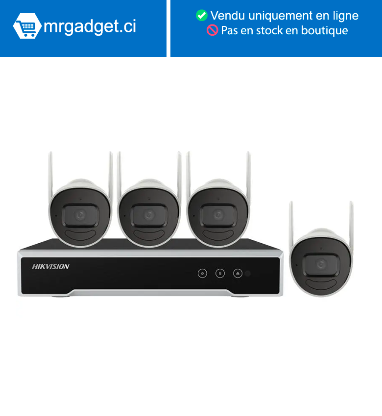 Hikvision NK44W0H-1T(WD)(D)(O-STD)/EU  KIT WiFI 4MP 4 caméras Bullet + NVR + disque dur 1 To