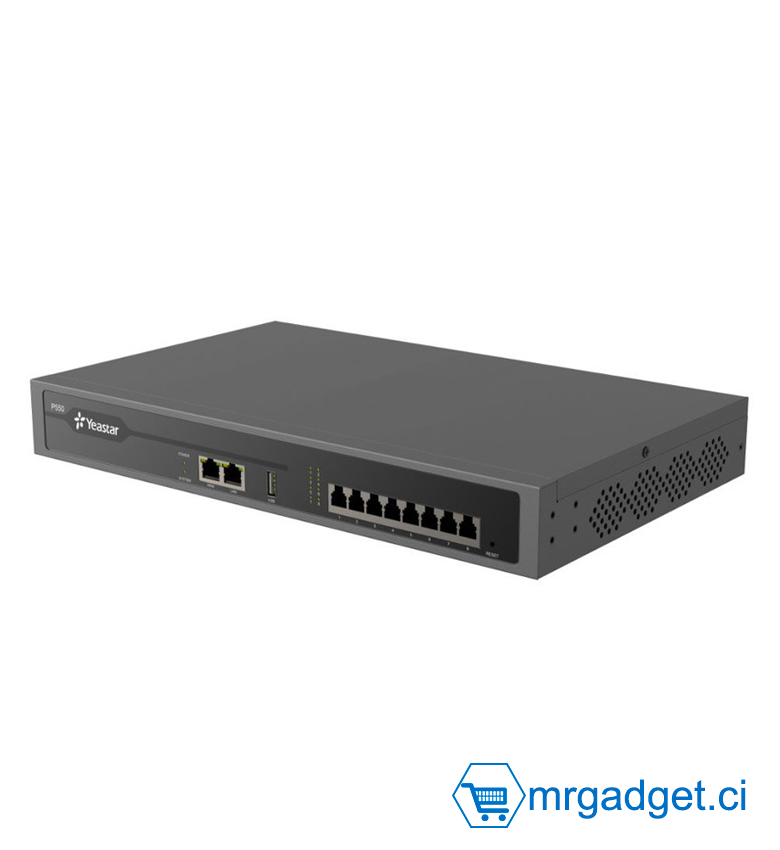 Yeastar P550 - Autocommutateur - Serveur VoIP - IPBX - pour 50 Utilisateurs, 25 Appels Simultanés, jusqu'à 8 Ports FXS,, 8 Ports FXO/BRI Ports, 4 Ports GSM/3G/4G, 1 USB (jusqu'à 2TB), NFC Read/Write, 2 x 10/100/1000 (Modules vendus séparément)