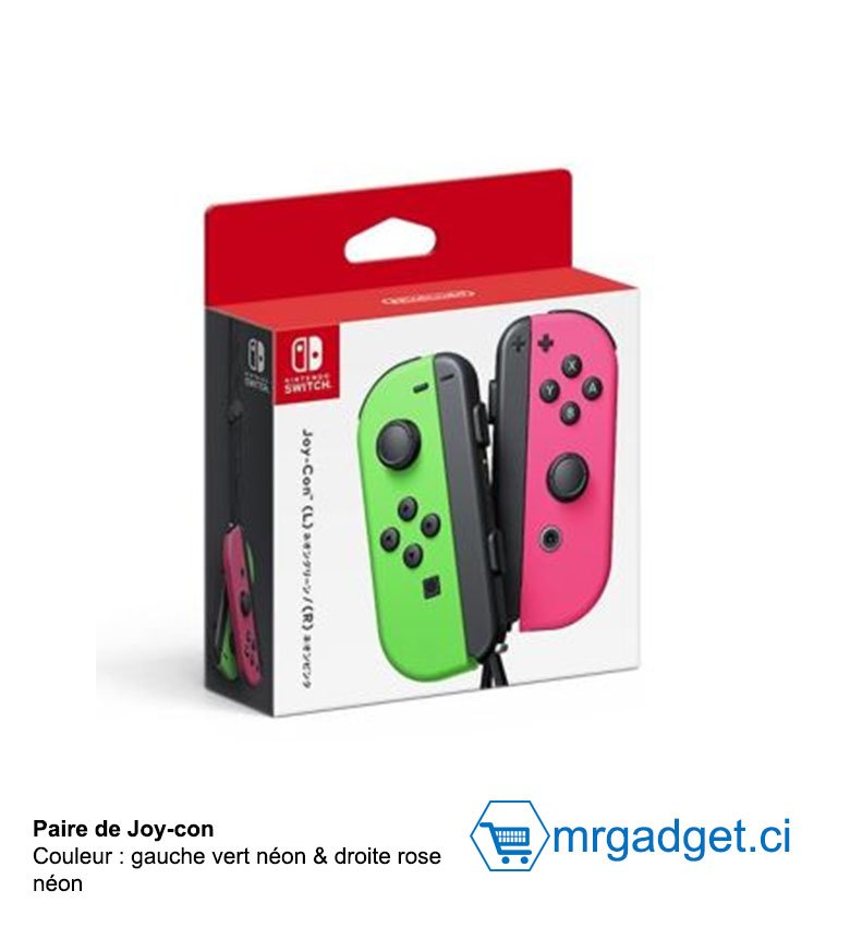 Nintendo Switch Paire de manettes Joy-Con gauche vert néon & droite rose néon