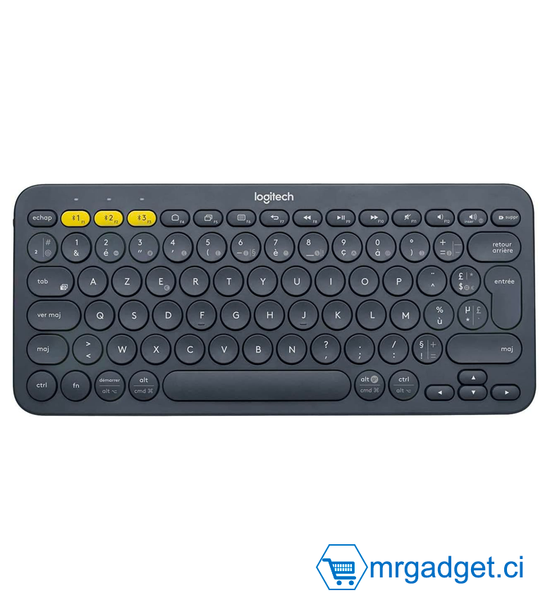 Logitech K380 - Clavier Bluetooth Multi-Appareils pour Windows/Mac/iOS/Android/Chrome OS, Compact, AZERTY Français - Noir