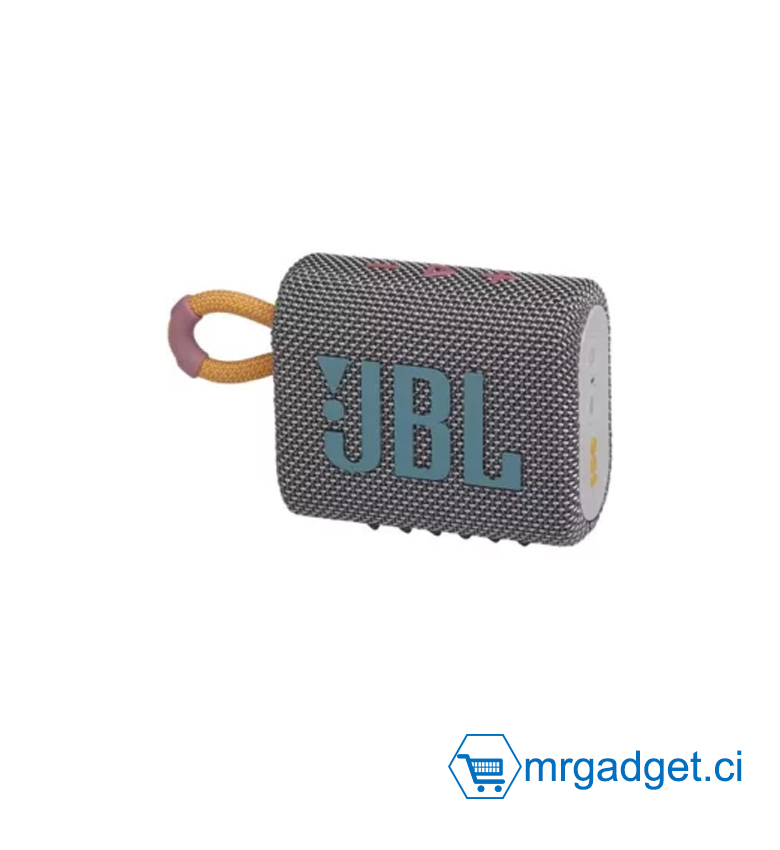 JBL GO 3 – Enceinte Bluetooth Portable Ultra-Compacte, Étanche IP67, 5h d'Autonomie – Gris