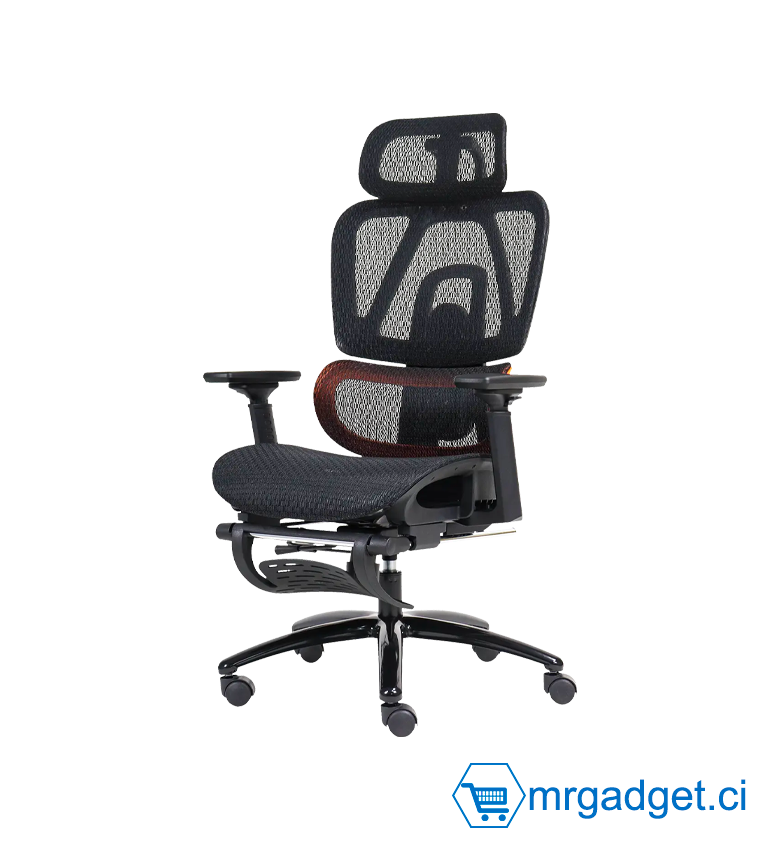 MEETION CHR32 - Siège de bureau - Fauteuil Gamer - Noir & orange Chaise de jeu ergonomique e-sport à dossier réglable avec repose-pieds