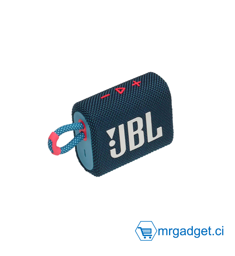 JBL GO 3 – Enceinte Bluetooth Portable Ultra-Compacte, Étanche IP67, 5h d'Autonomie – Bleu