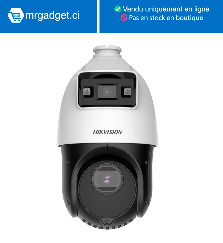 Hikvision DS-2SE4C415MWG-E(14F0)(O-STD) TandemVu 4MP 15× IR Acusense & ColorVu 4" PTZ, alimenté par DarkFighter, 2,8 mm (Bullet), 4,8 à 72 mm (PTZ), jusqu'à 100 m de distance IR et 30 m de lumière blanche, audio/alarme, 12 V CC et PoE+