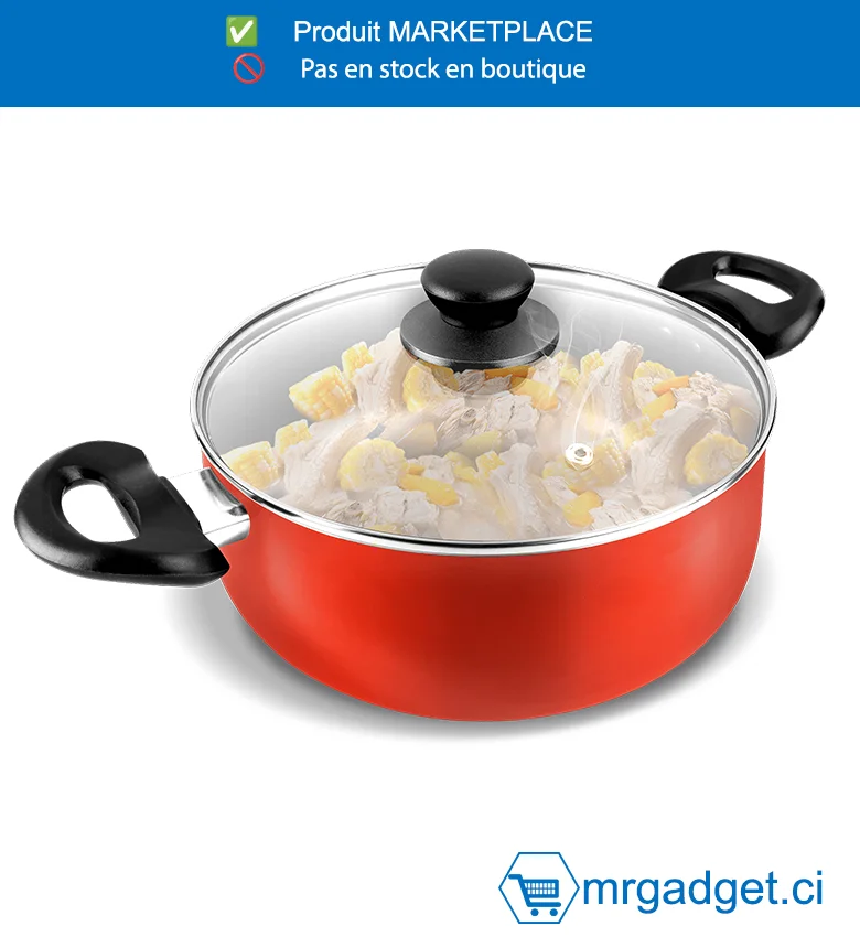 DECAKILA CASSEROLE - KMEP007B - Taille : 6 pouces (16*7 cm) Épaisseur : 2,0 mm Poids : 750 gMatériau : aluminium Avec couvercle Revêtement antiadhésif double couche Sans induction électromagnétique