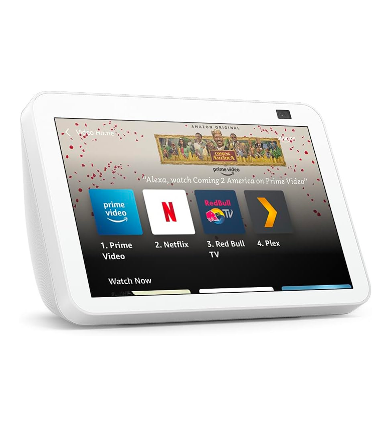 Amazon Echo Show 8 (2e génération, 2021) - Écran connecté HD avec Alexa et Caméra 13 Mpx, Blanc Glacier