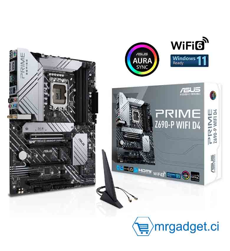 Asus Prime Z690-P WiFi D4 - Carte Mère Intel Z690 LGA 1700 ATX, PCIe 5.0, DDR4, 3x M.2, 2,5 Gb LAN, Thunderbolt 4