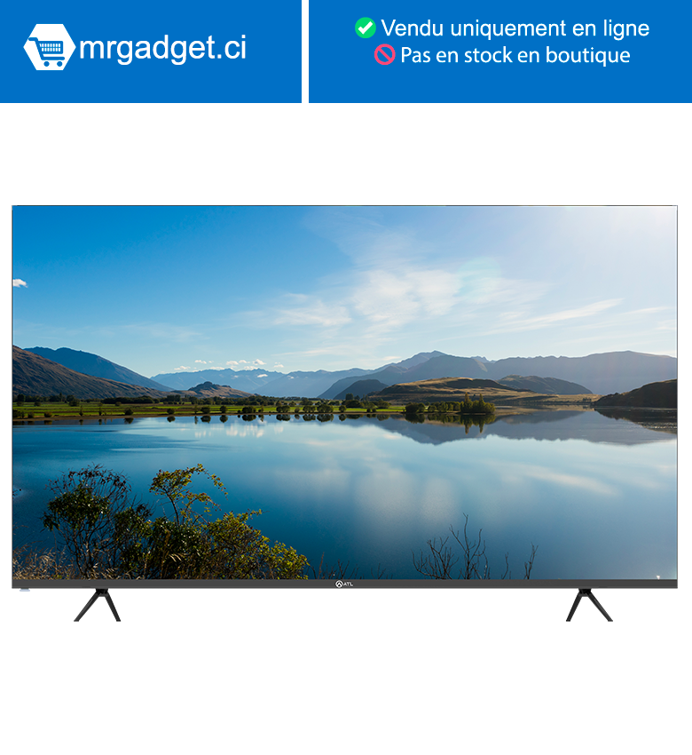 TV LED ATL 75" - SMART TV - Android 12 - 4K UHD - Hdr 10 – Screencast – Bluetooth - Decodeur Integre - Avec Support Mural - ATL-75V7S
