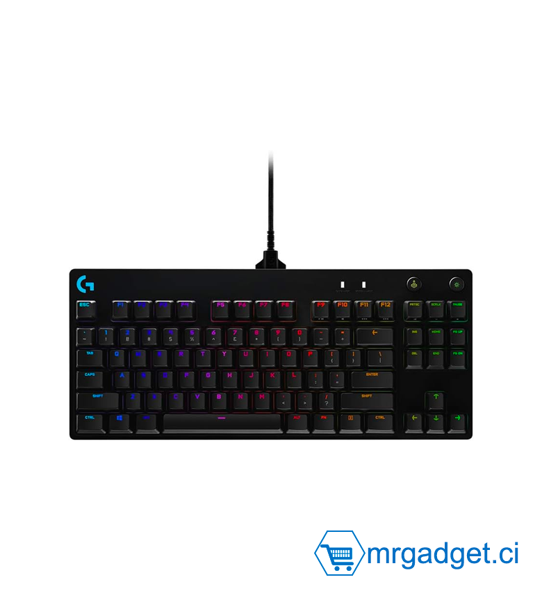 Logitech G PRO TKL Tenkeyless Clavier Gamer Mécanique, Conception Portable sans Pavé numérique, câble Micro-USB Détachable, Touches Rétroéclairées, LIGHTSYNC RGB, Français AZERTY - Noir