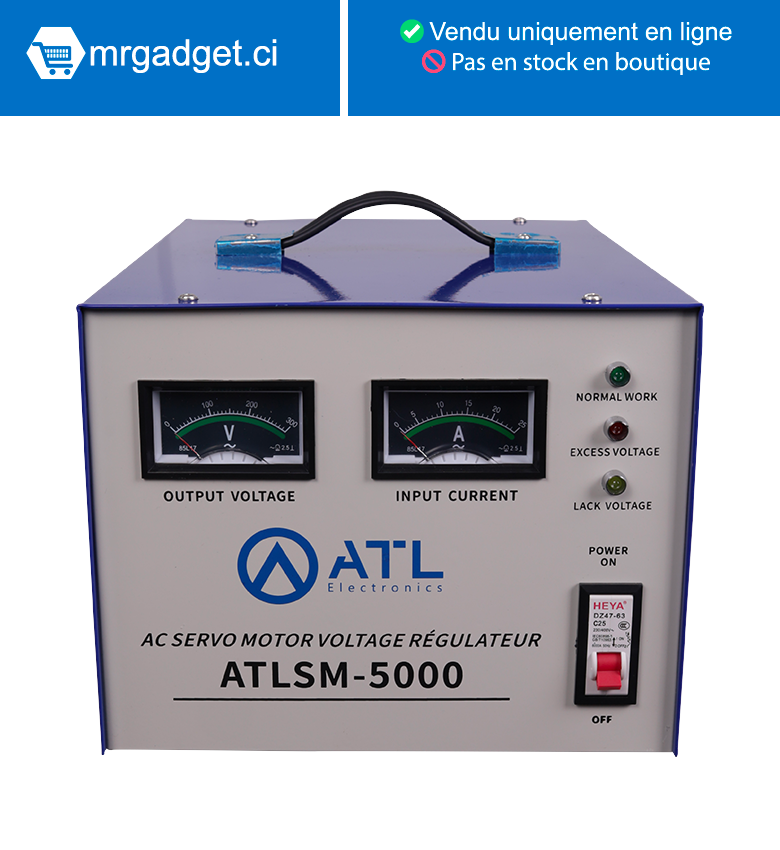 STABILISATEUR ATL 5000 VA -  Affichage A Aiguille -  Ac Servo Motor (01 Pc - Crt) - ATLSM-5000