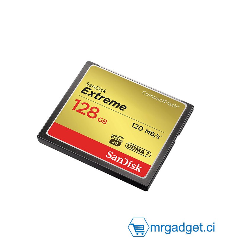 Carte Mémoire CF CompactFlash SanDisk Extreme 128 Go UDMA7 avec une Vitesse de Lecture Allant jusqu'à 120 Mo/s
