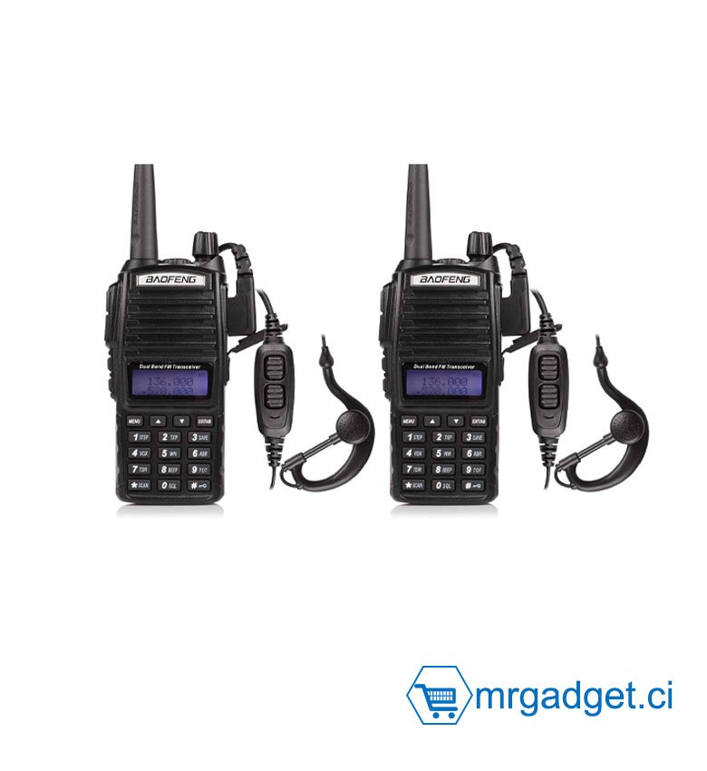Paire de Baofeng UV-82 tri puissance Talkie-walkie FM radio VHF - Portée : 5Km à vol d'oiseau