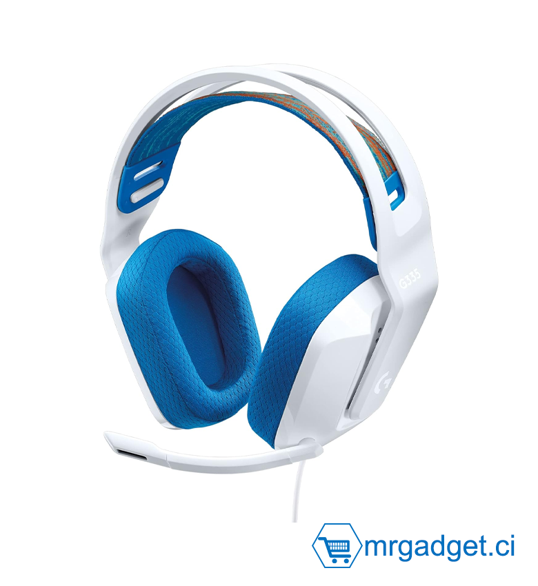 Logitech G G335 Casque Gamer Filaire, avec Micro, Prise Audio 3,5 mm, Ecouteurs Mousse à Mémoire de Forme, Léger, Compatible avec PC, PlayStation, Xbox, Nintendo Switch & Switch 2 - Blanc