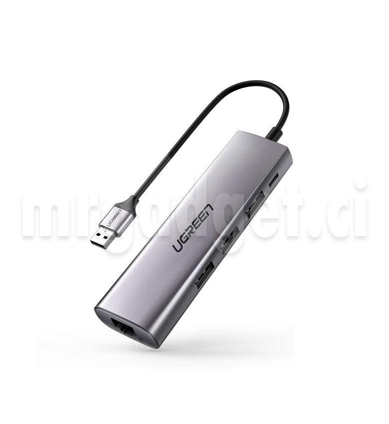 UGREEN Hub USB 3.0 avec Adaptateur Réseau RJ45 Gigabit Ethernet - 3 Ports USB 3.0 - MacBook, iMac, Surface Pro, Chromebook, PC