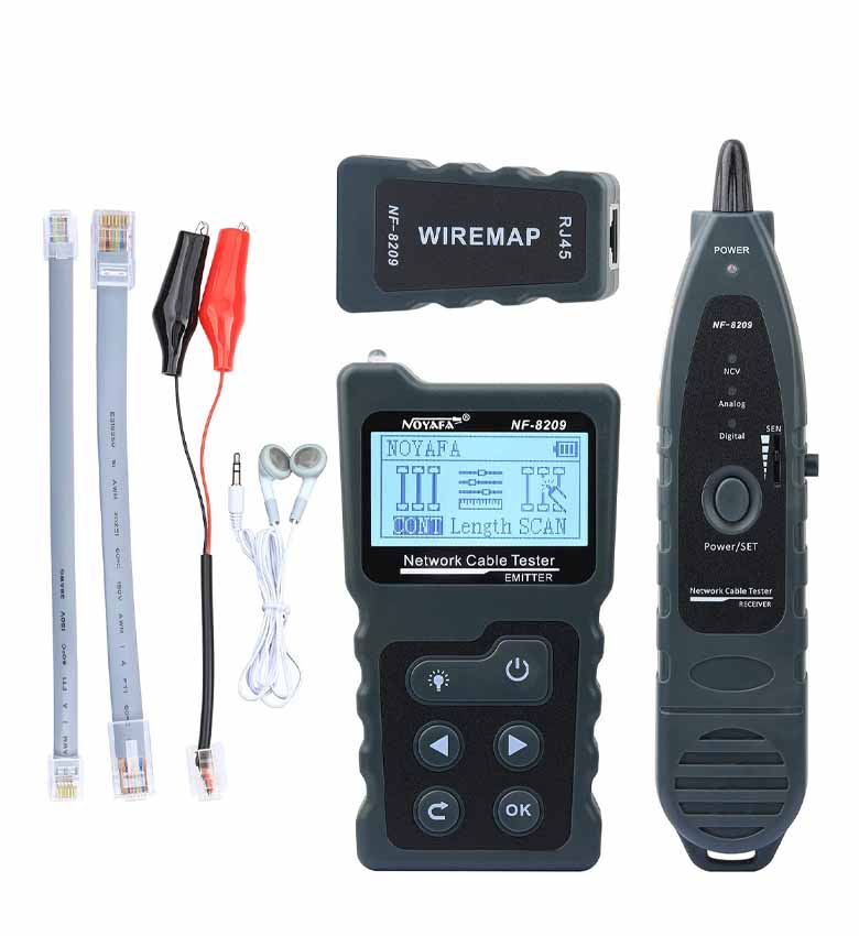 Noyafa NF-8209 - Testeur de Câble Réseau PoE Cat5e/Cat6/Cat6a, 4 en 1, Mesure de Longueur, NCV, Scan Wiremap
