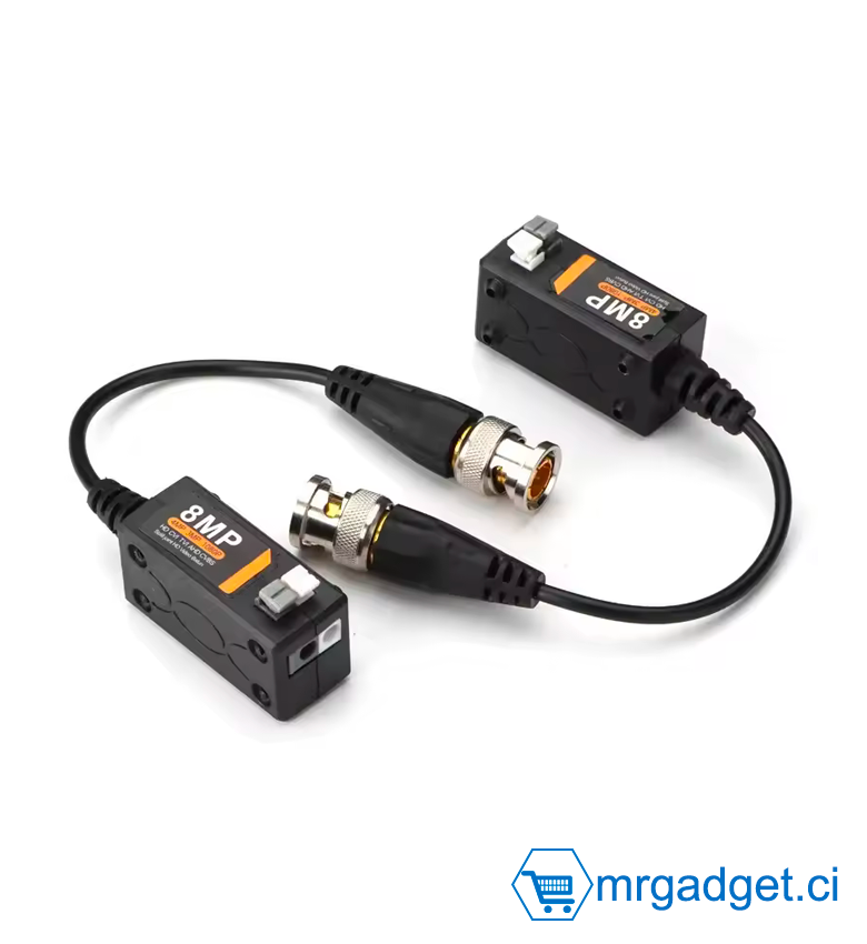 Connecteur de protection contre les pluies Balun vidéo, BNC à paire torsadée, prise en charge de la caméra 8MP (supporte 2MP 4MP 5MP 8MP) - haut qualité