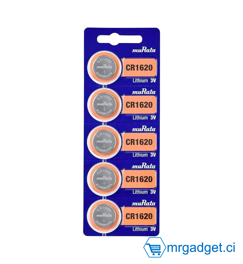Lot de 5 Piles MURATA Murata CR1620 - Pile Bouton CR 1620 Lithium 80 mAh 3 V 5 pieces