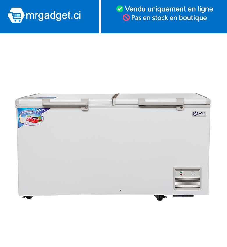 CONGELATEUR HORIZONTAL ATL/ 908L/ 02 PORTES/ WHITE/ SERRURE/ 01 PANIER