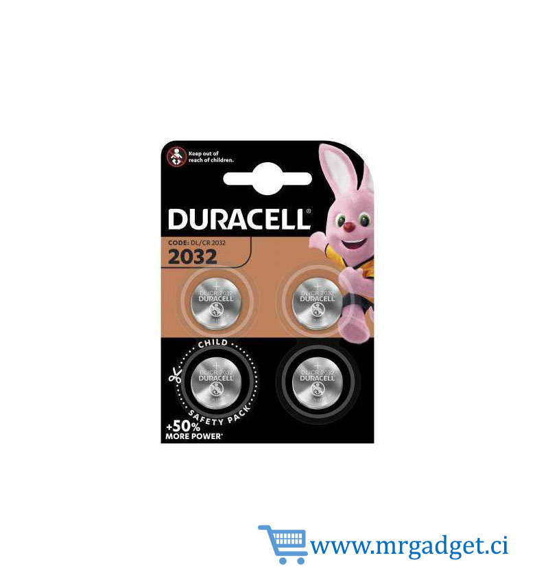 Duracell Pile Bouton Lithium CR2032/DL2032 3 V - Lot de 4, Technologie Baby Secure
