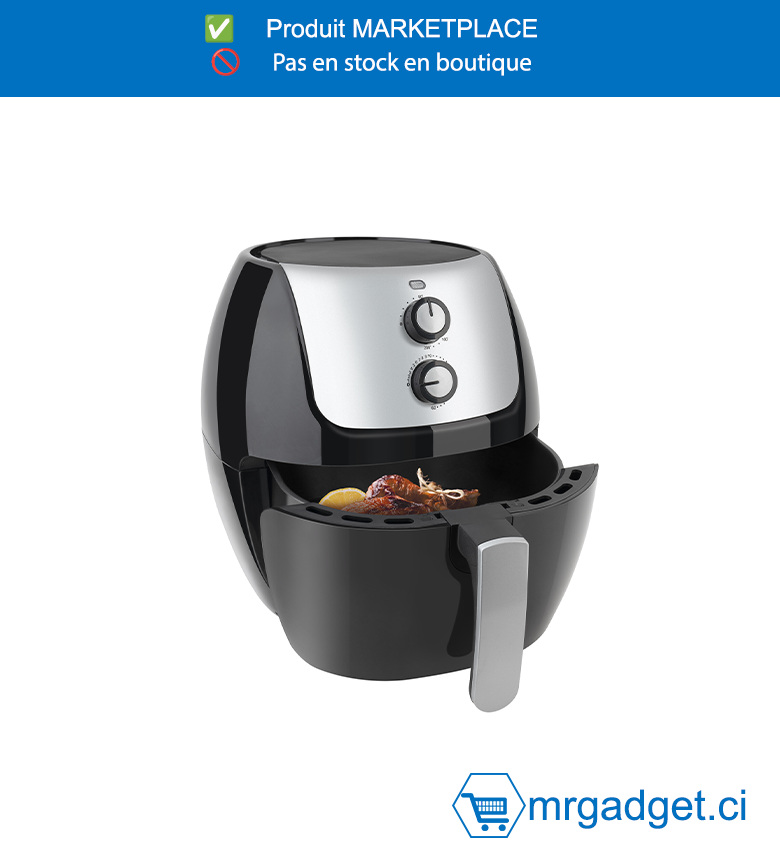 DECAKILA FRITEUSE A AIR ÉLECTRIQUE - KEEC040B - Marmite simple avec revêtement en bâton Avec  protection contre la surchauffe Minuterie de 60  minutes arrêt automatique pour une cuisson  précise Température réglable de 80 à 200 degrés