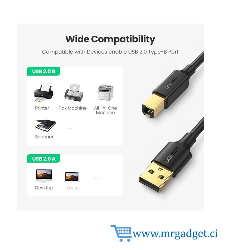 1 M USB 2.0 HS Câble de connexion imprimante scanner plomb a à B Mâle Femelle Royaume-Uni. 