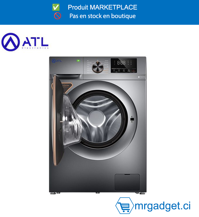 ATL-ATL107-N12312EHA07/S-INV, MACHINE A LAVER/SECHER ATL 10KG-7KG/ SILVER/ AUTOMATIQUE/ INVERTER/ ESS. 1400 T-MIN/ 220-240V/