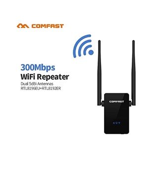 Comfast Répéteur - Amplificateur Wifi Sans Fil 300Mbps Avec Deux Antennes Externes Et Couverture WiFi à 360 Degrés - Noir
