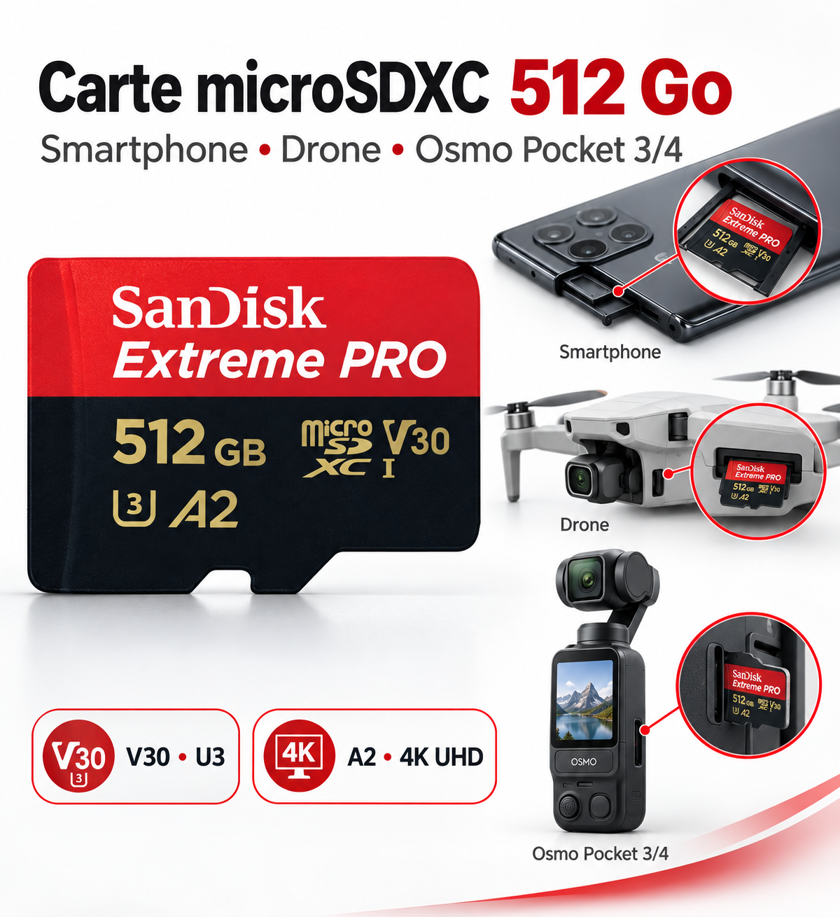SanDisk Extreme PRO 512 Go - Carte microSDXC 