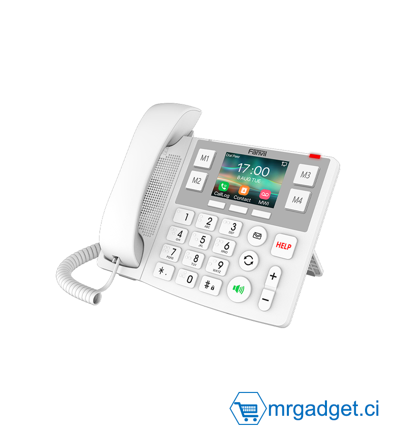 Téléphone IP Fanvil X305 Senior - Grandes Touches & Écran Couleur 3.5" - Wi-Fi Dual Band & PoE - Compatible Bouton Urgence 433MHz - 2 Lignes SIP & Audio HD - Idéal Maison de Retraite, Hôpital et EHPAD - Noir