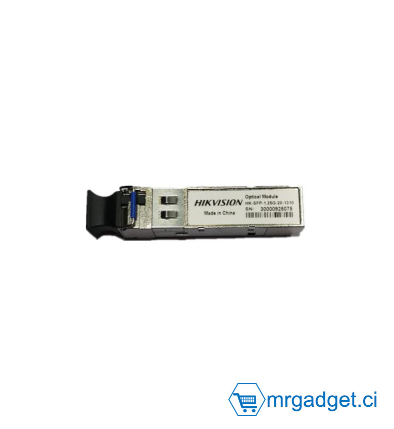 Hikvision HK-SFP-1.25G-20-1310 - Module SFP Gigabit 1.25 Gbps - Fibre Monomode Double Brin - Portée 20km - Longueur d'Onde 1310nm - Idéal Interconnexion de Switchs et NVR Longue Distance