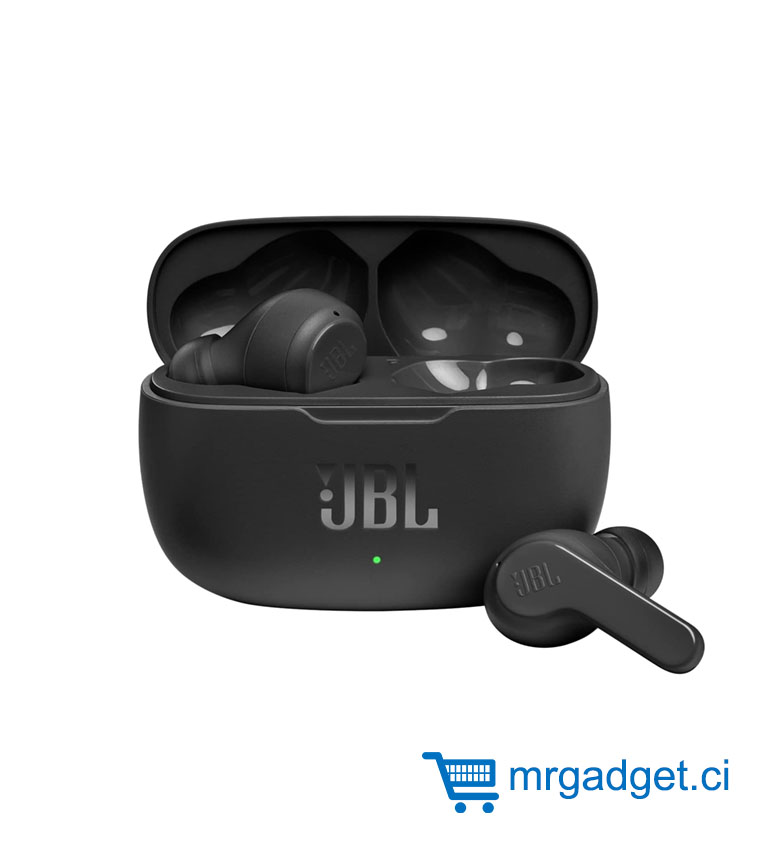 JBL Wave 200TWS - Écouteurs Bluetooth intra-auriculaires, assistant vocal, jusqu'à 25h avec boîtier de recharge, Noir