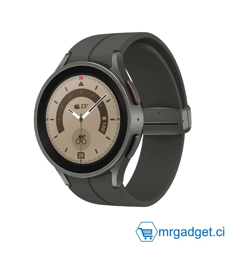 Samsung Galaxy Watch5 Pro Montre connectée Intelligente, suivi de la santé, montre sport, batterie longue durée, Bluetooth, 45mm, Titanium