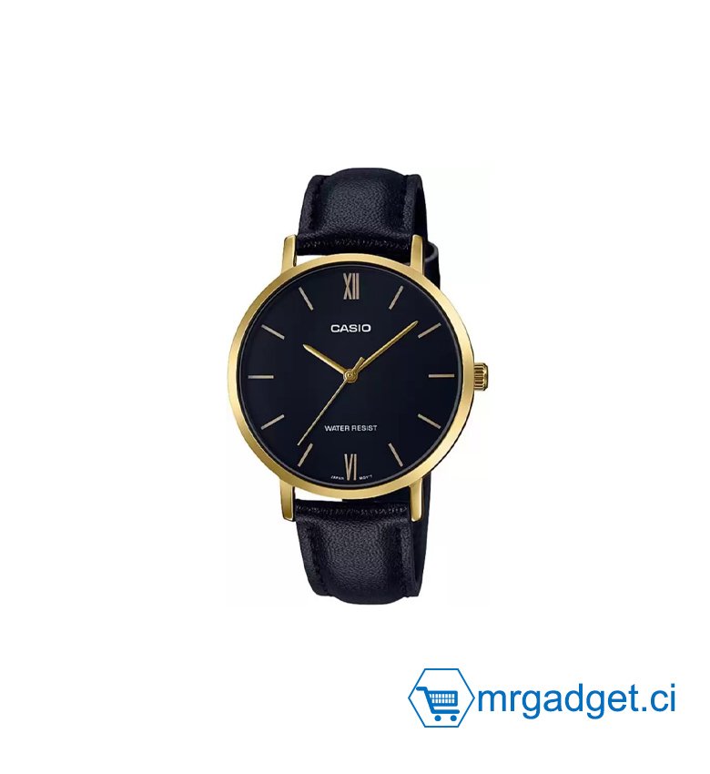 CASIO Montre Femme – Bracelet Noir En Cuir Véritable – Résistante à l’eau - CASIO LTP-VT01GL-1BUDF