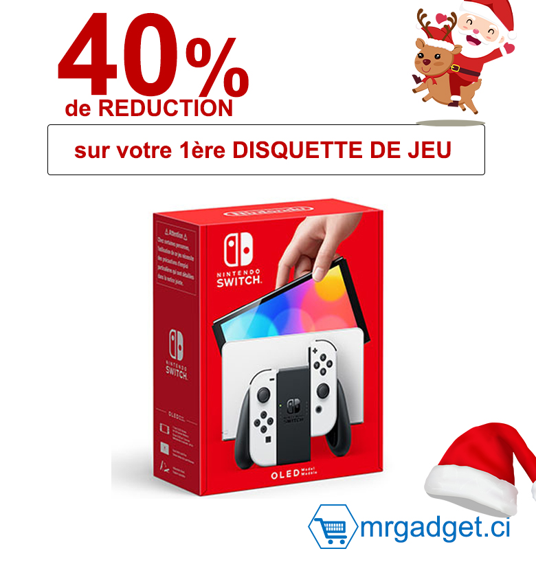 Nintendo Switch (Modèle OLED) - Console avec Station d'Accueil et Joy-Con Blanches, Édition Noël