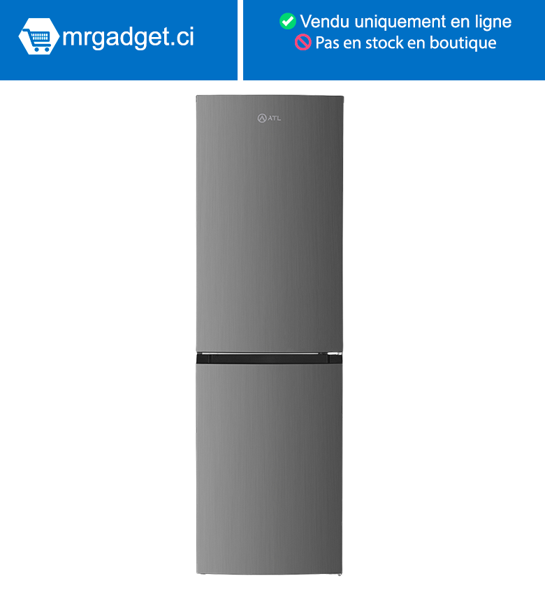 REFRIGERATEUR ATL COMBINE TOTAL NO FROST 04 TIRROIRS/ 247L/ 02 PORTES/ INOX&SILVER