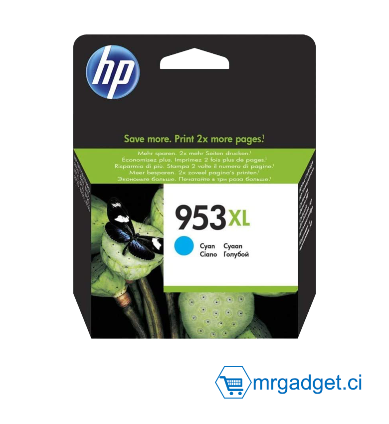 HP 953XL Cartouche d'Encre Cyan grande capacité Authentique (F6U16AE)