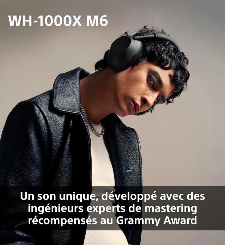 Sony WH-1000XM6 Casque sans-Fil Bluetooth à réduction de Bruit Noir, Son Hi-Res Unique, Confortable, Conception Pliable, Etui résistant, 30h Autonomie, iOS & Android - Noir