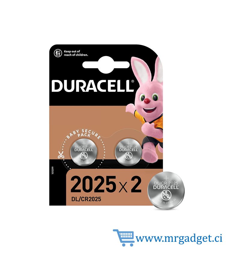 Pile Bouton Lithium Duracell Spéciale 2025 3 V, Pack de 2 (DL2025/CR2025), Conçue pour une Utilisation dans les Porte-Clés, Balances et Dispositifs Portables et Médicaux