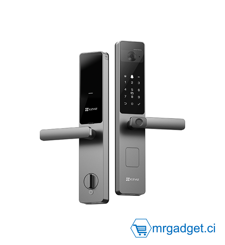 Serrure Connectée EZVIZ DL20 FVS - Reconnaissance Faciale 3D & Vidéophone Intégré - Déverrouillage par Empreinte, Code, Carte & App - Caméra Vision Nocturne - Alerte Effraction - Compatible Maison Connectée - Design Premium Anthracite