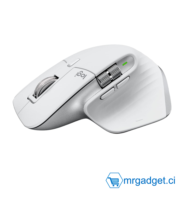 Logitech MX Master 3S pour Mac - Souris Bluetooth Sans Fil avec Défilement Ultra-Rapide, Ergonomique, DPI 8K, Suivi sur Verre, Clics Silencieux, USB-C, Apple, iPad - Pale Mouse -Grey