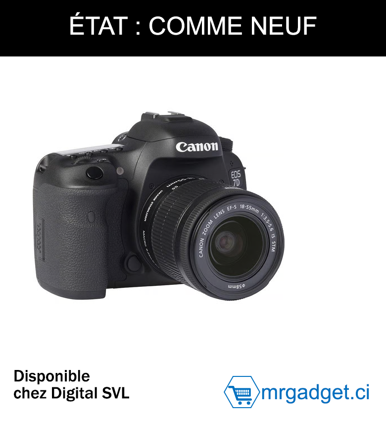 CANON EOS 7D+ objectif EF-S 18-55mm f/3.5-5.6 IS II État: comme neuf