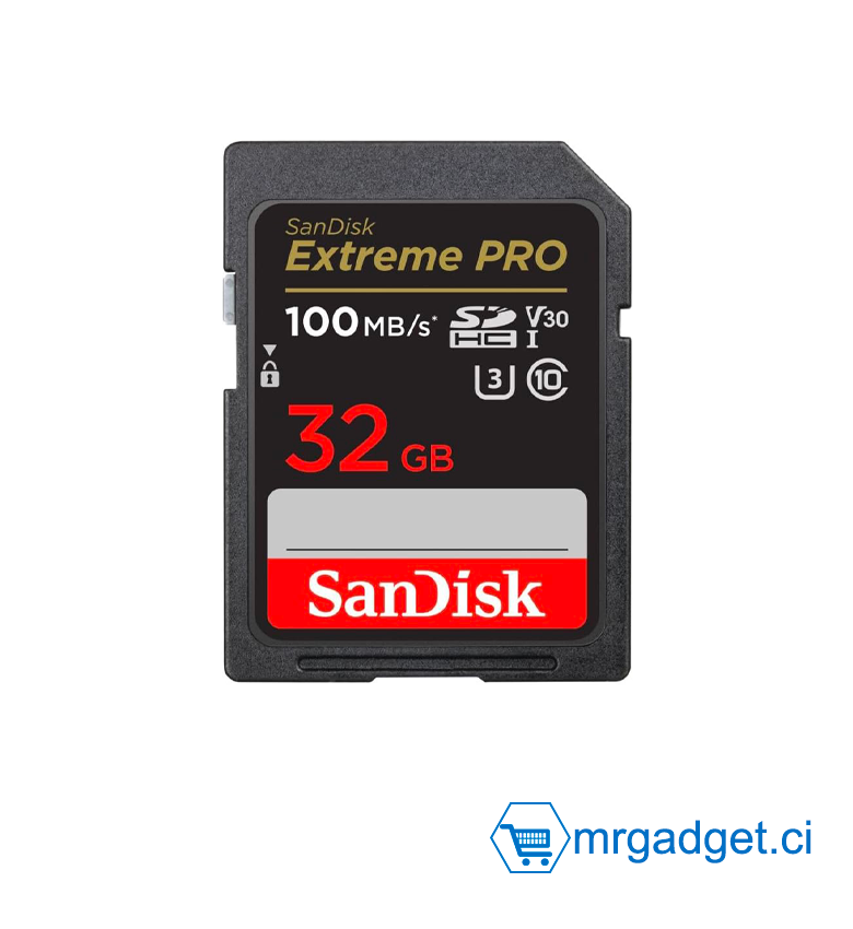 SANDISK - Carte Mémoire SDHC Sandisk Extreme Pro 32 Go jusqu'à 100 Mo/s, UHS-I, Classe 10, U3, V30