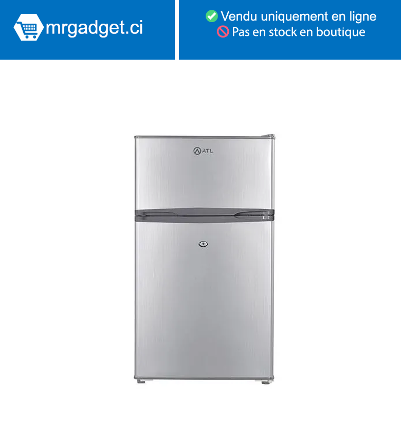 Réfrigérateur combine ATL-2D120– 86L – 02 portes – inox gris