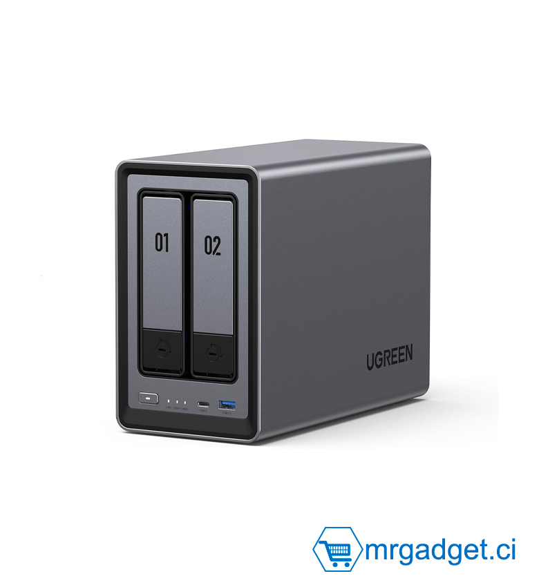 UGREEN NASync DXP2800, NAS de Bureau 2 Baies, processeur Intel N100 quadricœur, 8 Go de RAM DDR5, 2,5 GbE, 2 emplacements M.2 NVMe, HDMI 4K, Stockage en réseau (sans Disque) - UGREEN DXP2800 25369 #10181