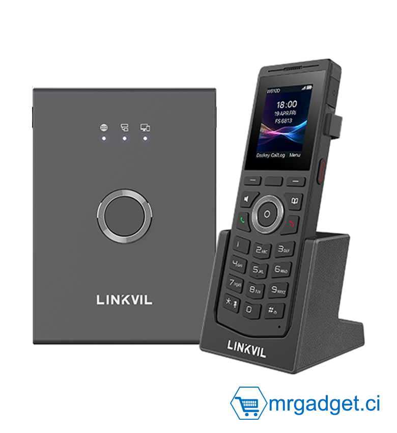 Système Téléphone IP DECT Fanvil Linkvil W710P - Kit Base W710D + Combiné W610D Robuste - Étanche IP67 & Antichoc - Écran Couleur - Wi-Fi & Bluetooth - Audio HD - Idéal Milieu Industriel, Logistique & Chantier - Téléphonie Sans Fil Professionnelle