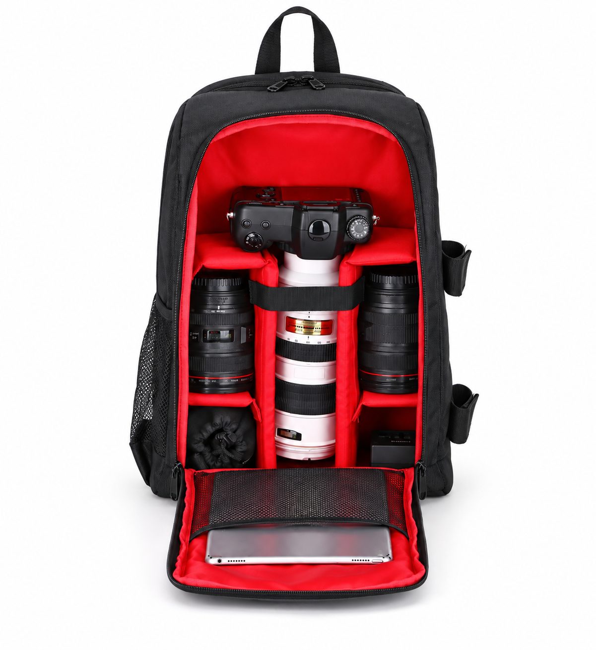 Sac à dos photographe grand format – Rangement pour appareil photo, objectifs et ordinateur portable, fixation trépied – 43 × 30 × 20 cm