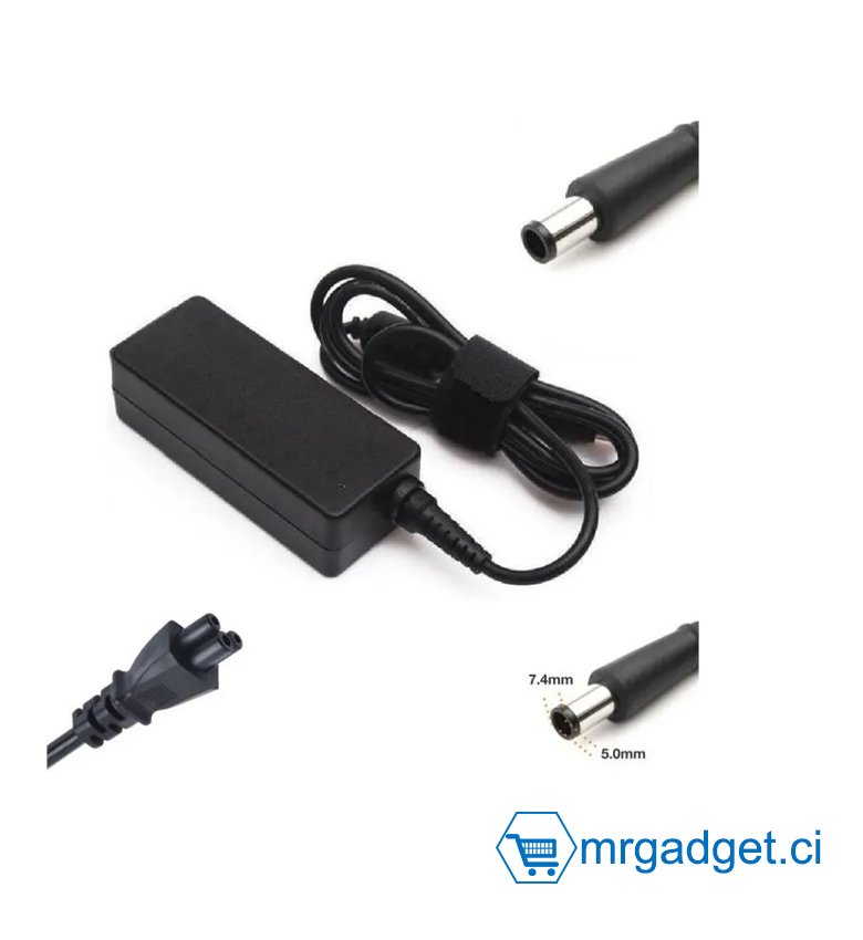 Chargeur 65W PC DELL 19.5V 3.34A  Gros bout+ Cable  - Ref #CH06