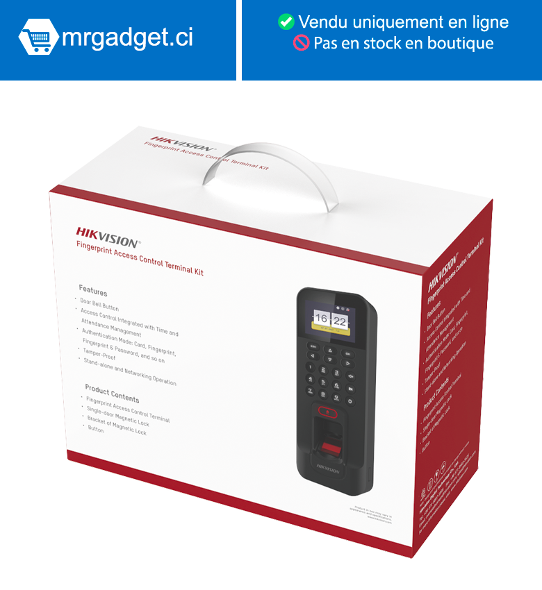 Hikvision DS-KAS261(O-STD) Pointeuse - Kit de Contrôle accès (Ouverture de porte) - Authentification par Empreinte, code, carte RFID/MiFare